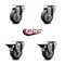 Service Caster 3.5'' Thermo Rubber Wheel Swivel Top Plate Caster Set with 2 Posi Brakes, 4PK SCC-20S3514-TPRB-2-PLB-2 - alternate 3